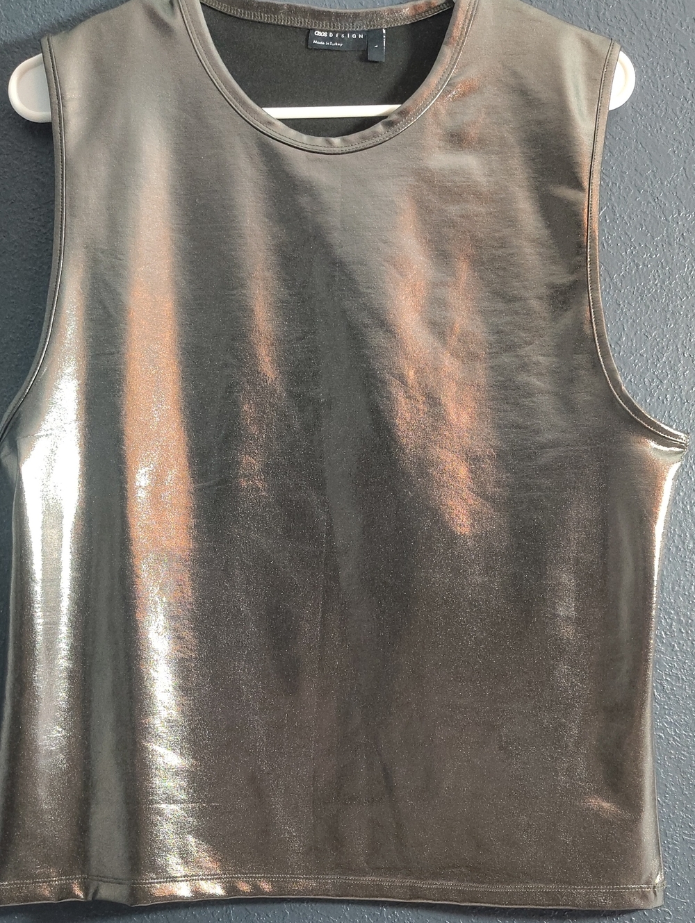 80s Disco Shimmer Gold Metallic Sleeveless Tank Top -